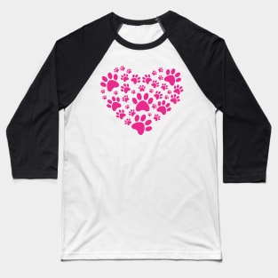 Dog Paw Heart Baseball T-Shirt